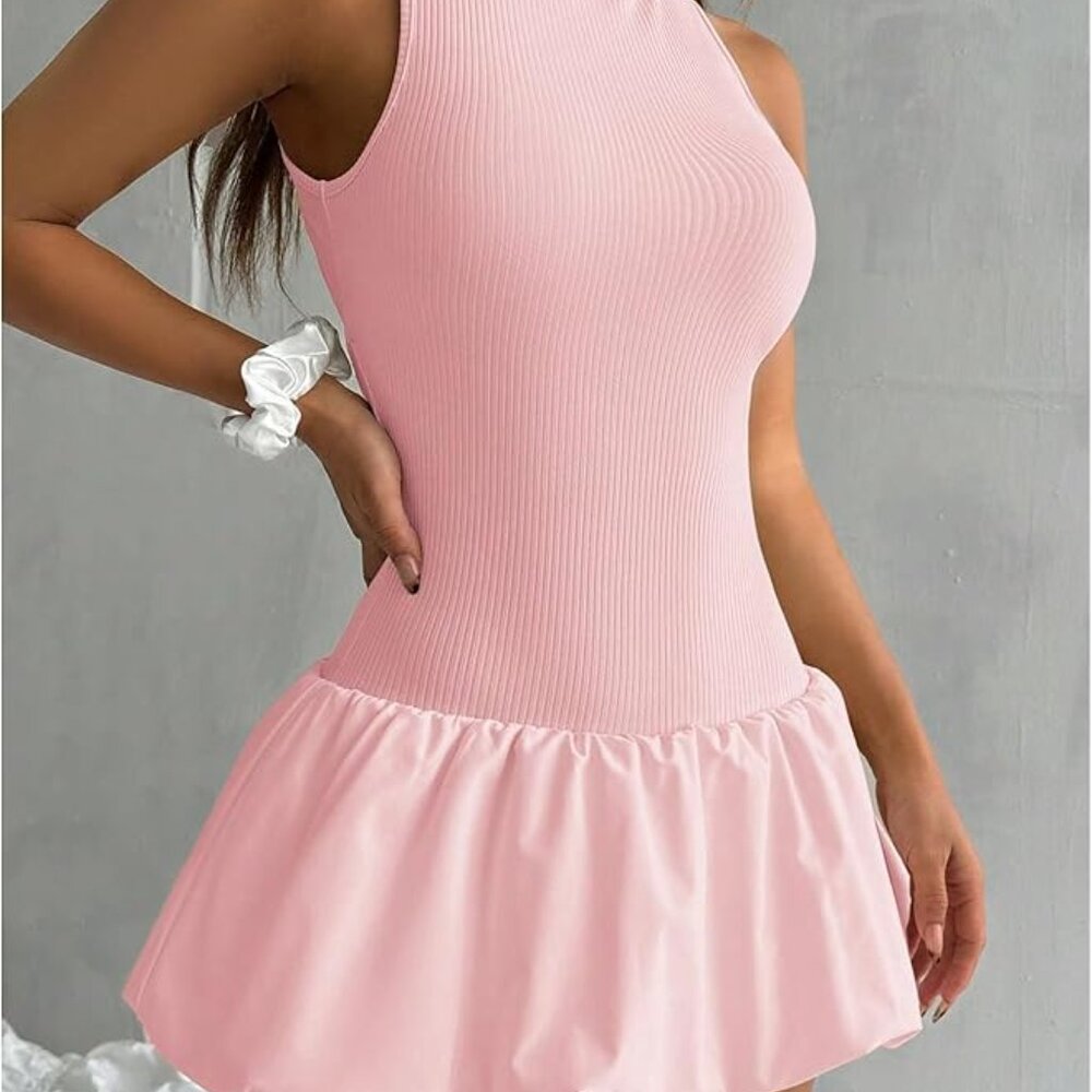 Women's Solid Color Ribbed Backless Bubble Bodyco… - image 7